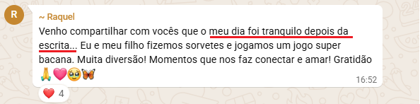 Depoimento - dia tranquilo apos a escrita