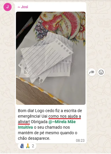 Depoimento da Josi - escrita de emergencia