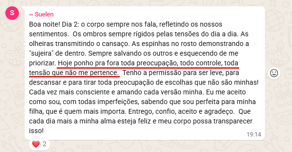 Depoimento da Suelen - tirando o peso dos ombros